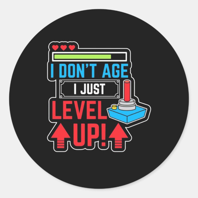 Gamer-Level-Up Runder Aufkleber (Vorderseite)