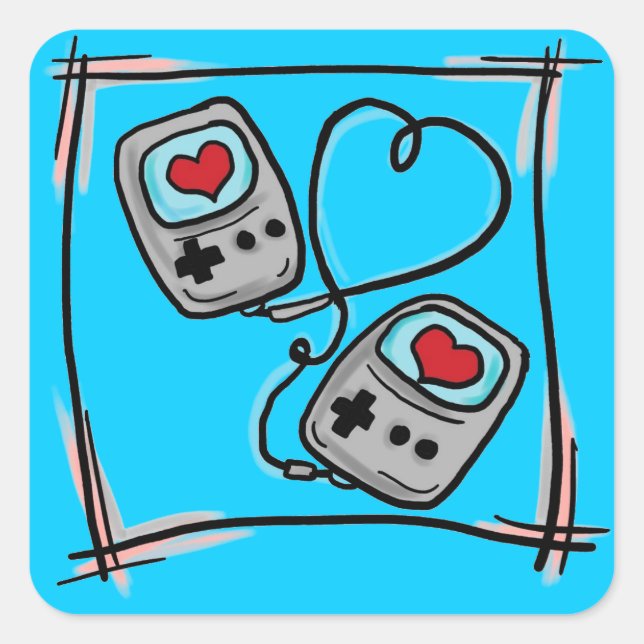 Gamer-Liebe-Aufkleber Quadratischer Aufkleber (Vorderseite)