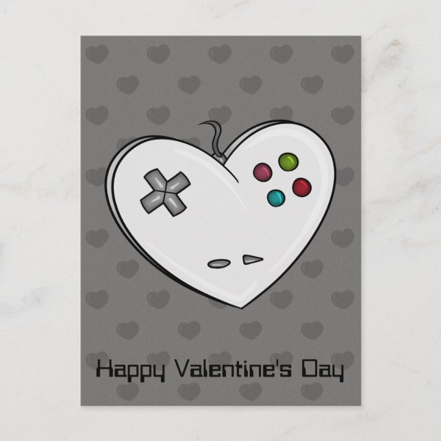 Gamer Liebe Controller Herzwale Feiertagspostkarte (Vorderseite)