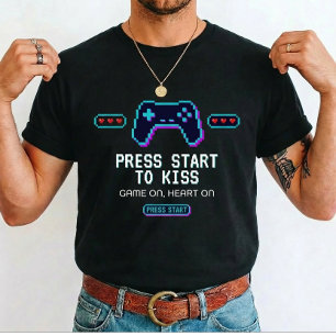Gamer-Liebe Drücke Start zum Küssen für Gamer  T-Shirt