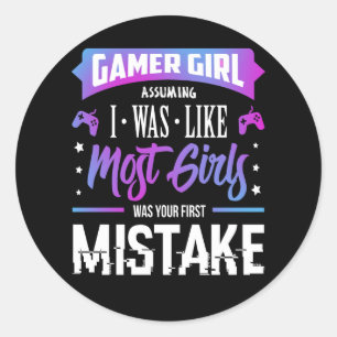 Gamer-Mädchen-Aufkleber Runder Aufkleber