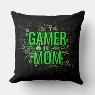 Gamer MAMA Cyber Digital Green Kissen
