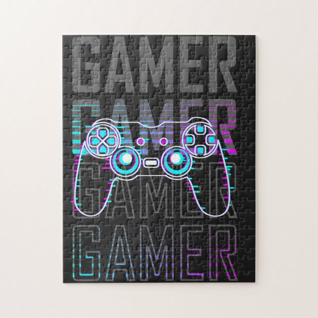 Gamer mit Controller (Vertikal)