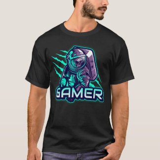 Gamer mit Untotem Astronauten T-Shirt