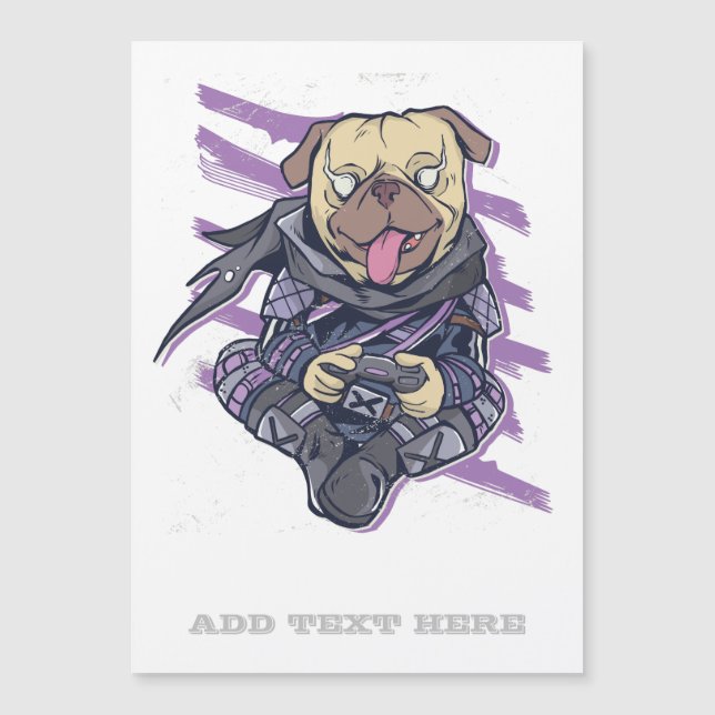 Gamer Mops Ninja Neon Look Teens Graphics Geschenk Magnetkarte (Vorderseite)