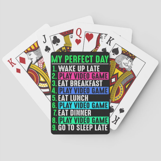 Gamer My Perfect Day Play Video Games Spielkarten (Rückseite)