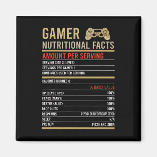 Gamer-Nährwertangaben Cooler Gamer-Videospiel-Spaß Magnet