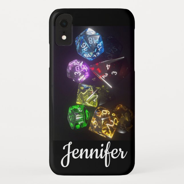 Gamer Nerd D&D Dice Gemusterter Individuelle Name Case-Mate iPhone Hülle (Rückseite)