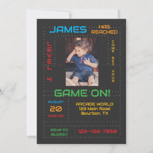Gamer Niveau suivant Invitation d'anniversaire ave