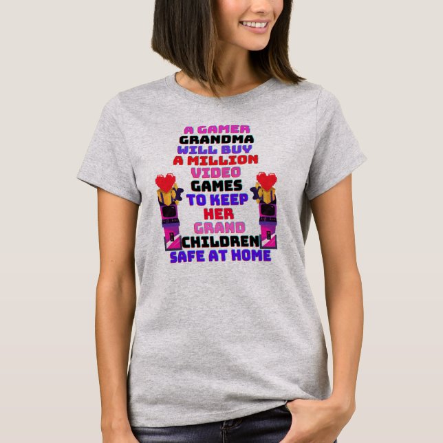 Gamer Oma spielt Spiele mit ihren Großkindern T-Shirt (Vorderseite)