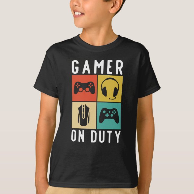 Gamer on Duty Gaming Gift T-Shirt (Vorderseite)