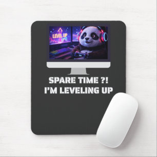 Gamer Panda Leveling Up Neon-PC-Kunst Mousepad