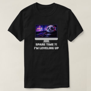 Gamer Panda Leveling Up Neon-PC-Kunst T-Shirt