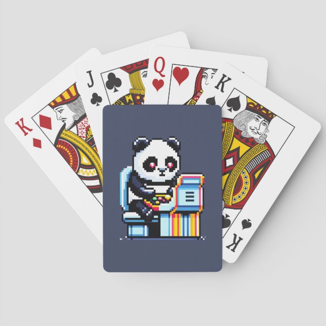 Gamer Panda - Niedliches Pixel Art Arcade Design Spielkarten (Rückseite)