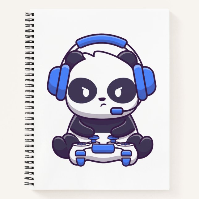Gamer Panda Notizbuch (Vorderseite)
