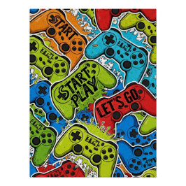 Gamer Pattern Glossy Poster