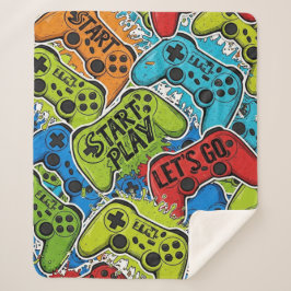 Gamer Pattern Sherpa Blanket Sherpadecke