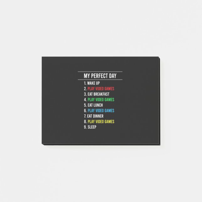 Gamer Perfect Day Post-it Klebezettel (Vorderseite)