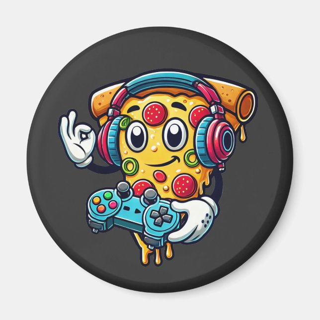 Gamer Pizza Video Gaming Food Magnet (Vorne)