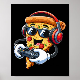 Gamer-Pizza-Videospiel-Junge-Enthusiast-Gamer-Teen Poster