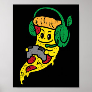 Gamer-Pizza-Videospiel lustiges Essen Männer Junge Poster
