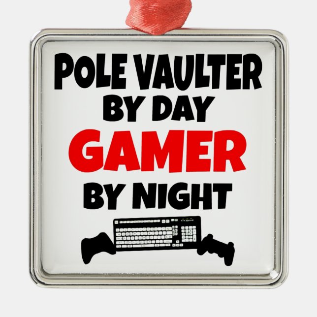 Gamer Pole Vaulter Silbernes Ornament (Vorne)