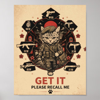 Gamer Poster Taktischer Soldat Katze Bitte Ruf Mic