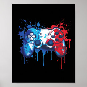 Gamer - Red White Blue 4. Juli Videospiel 1 Poster
