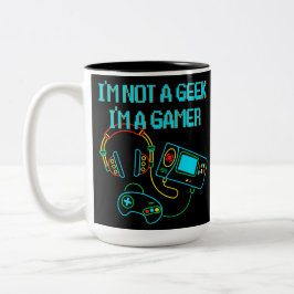 Gamer Retro Neon Black Zweifarbige Tasse