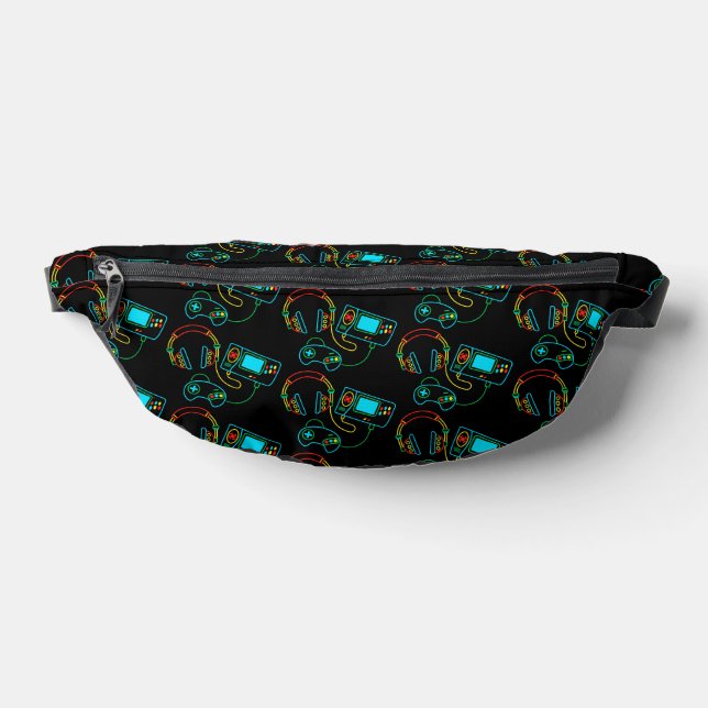 Gamer Retro Neon Pattern Bauchtasche (Ablage )