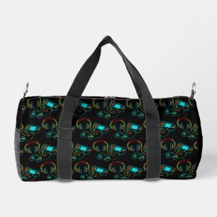 Gamer Retro Neon Pattern Duffle Bag