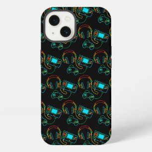 Gamer Retro Neon Pattern iPhone Hülle