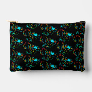 Gamer Retro Neon Pattern Zubehörtasche