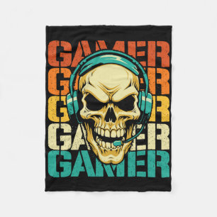 Gamer - Retro Skull Gaming Lover Console Game Vide Fleecedecke