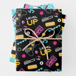 Gamer rose Pixelated Gift Enveloppement Papier ens