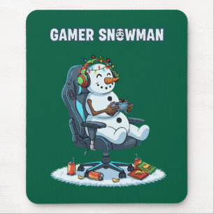 Gamer Schneemann Weihnachtsbeleuchtung Kopfhörer C Mousepad