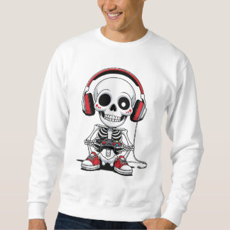 Gamer Skeleton - Funny Halloween Gaming Sweatshirt