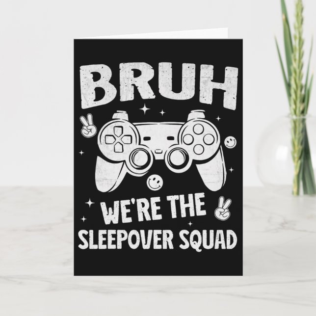 Gamer Sleepover Party For Boys Funny Bruh Slumber  Karte (Vorderseite)