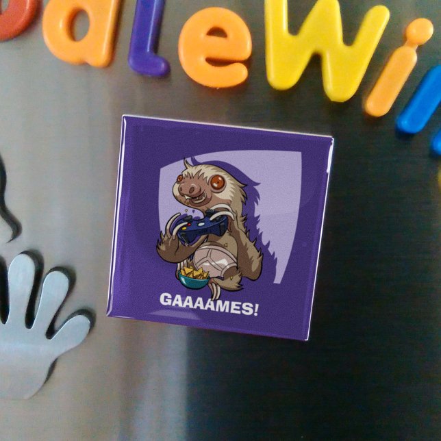 Gamer Sloth Eating Nachos Gaaames! Cartoon Magnet (Von Creator hochgeladen)