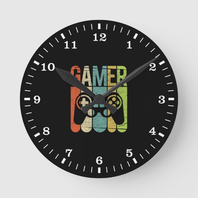 Gamer-Spiel-Prüfer Runde Wanduhr (Vorderseite)