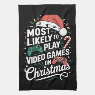 Gamer spielen höchstwahrscheinlich zu Weihnachten  Geschirrtuch