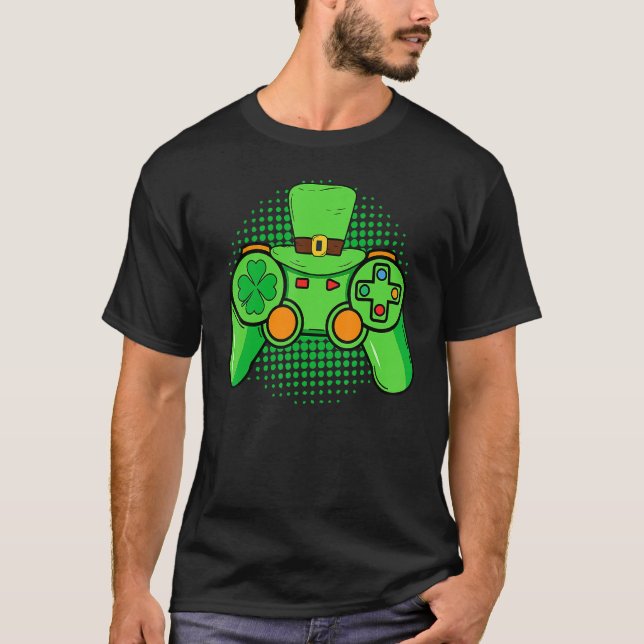 Gamer St Patricks Day Irish Controller Video Game T-Shirt (Vorderseite)