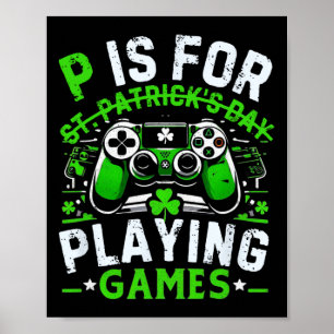 Gamer St. Patrick's Day Videospiel Irisches Gaming Poster