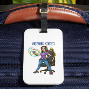 Gamer Super-Mama Gaming-Controller Cartoon Gepäckanhänger