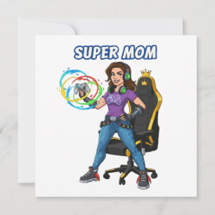 Gamer Super-Mama Gaming-Controller Cartoon Karte