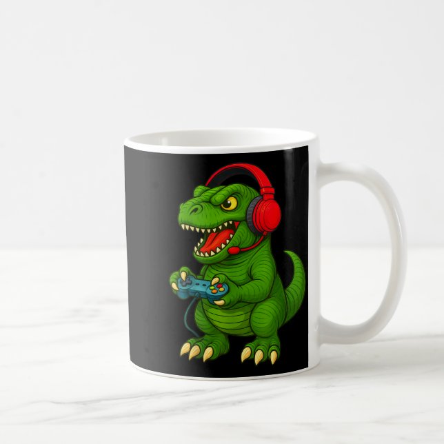Gamer T Rex Dinosaur Video Games Boys Teen Funny G Kaffeetasse (Rechts)