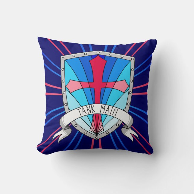 Gamer Tank Main Blue Cartoon Shield Boys Kissen (Vorderseite)