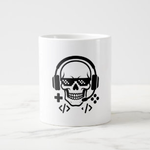 Gamer-Totenkopf-Headset-Pixelbrille   Fetter schwa Jumbo-Tasse
