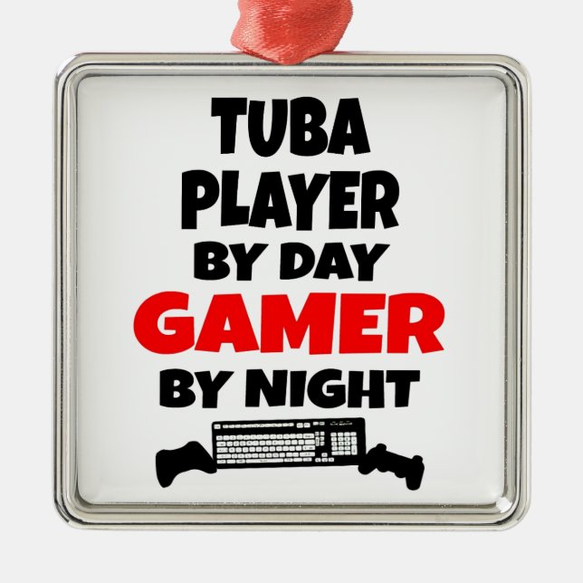 Gamer Tuba Player Silbernes Ornament (Vorne)