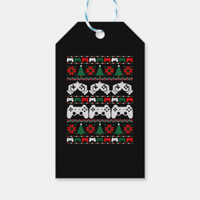 Gamer Ugly Christmas Sweater Geschenkanhänger (Vorderseite)